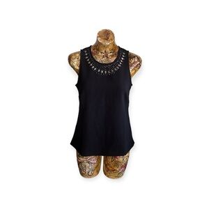 Ann Taylor black top beaded sleeveless Size 4 small